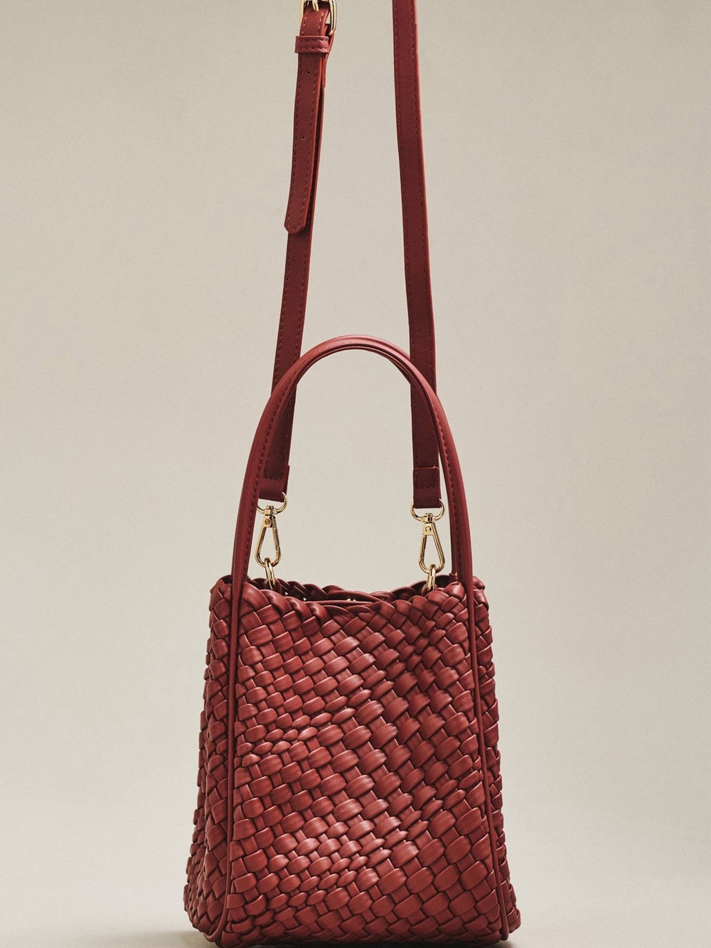 Woven Mini Hollace Tote in Wine